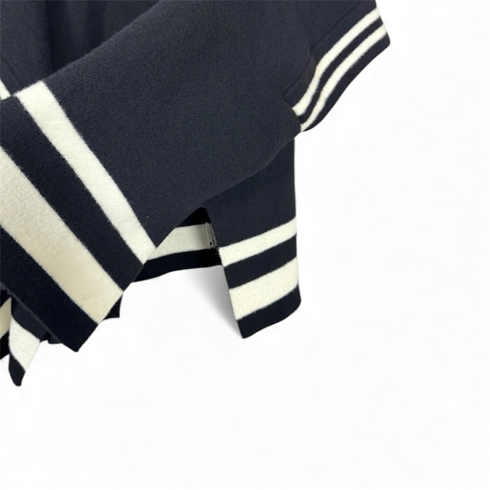 Free People Pep Rally Stripe Varsity Poncho – Black / Ivory – One Size – - Picture 9 of 10